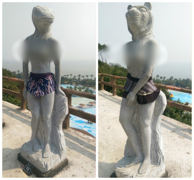 3 lần mặc đồ cho tượng khiến người xem ngã ngửa: Từ 12 con giáp mặc bikini đến quỷ núi đóng khố, khó cỡ nào cũng xoay được thôi - Ảnh 3. 3 lần mặc đồ cho tượng khiến người xem ngã ngửa: Từ 12 con giáp mặc bikini đến quỷ núi đóng khố, khó cỡ nào cũng xoay được thôi - Ảnh 3.