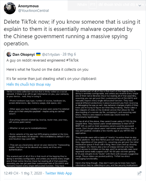 Nhóm hacker khét tiếng Anonymous cảnh báo người dùng: Hãy xoá ngay TikTok đi - Ảnh 1.