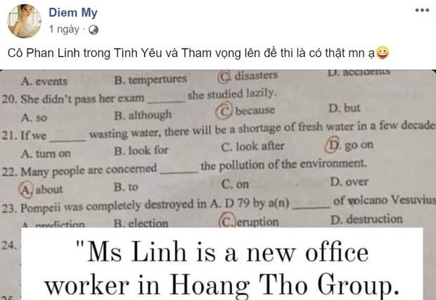 Cô Linh Diễm My 9x của Tình Yêu Và Tham Vọng bất ngờ được réo tên ở đề thi tiếng Anh tỉnh Thanh Hóa - Ảnh 5.