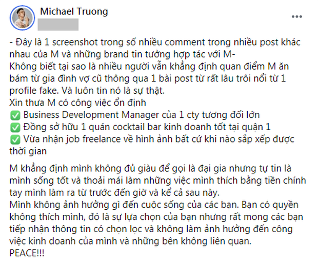 Michael Trương (Người ấy là ai) bức xúc khi hết show vẫn liên tục bị tố ăn bám gia đình vợ cũ - Ảnh 3.