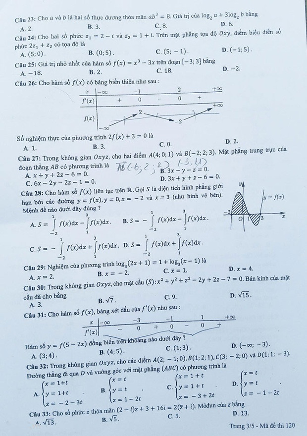 Đáp án và đề thi THPT Quốc gia môn Toán 3 năm gần nhất - Ảnh 16.