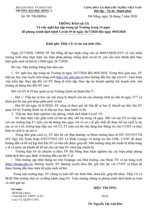 Hàng loạt trường ĐH đưa ra thông báo trước những diễn biến mới của dịch Covid-19 - Ảnh 4.
