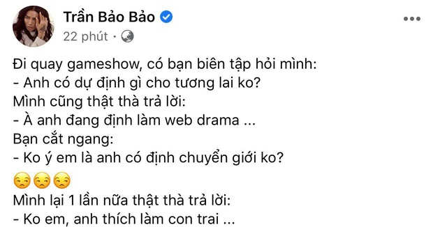 Phản ứng nhanh nhạy và “bẻ lái” cực gắt của BB Trần khi bị hỏi khó về dự định chuyển giới? - Ảnh 2.