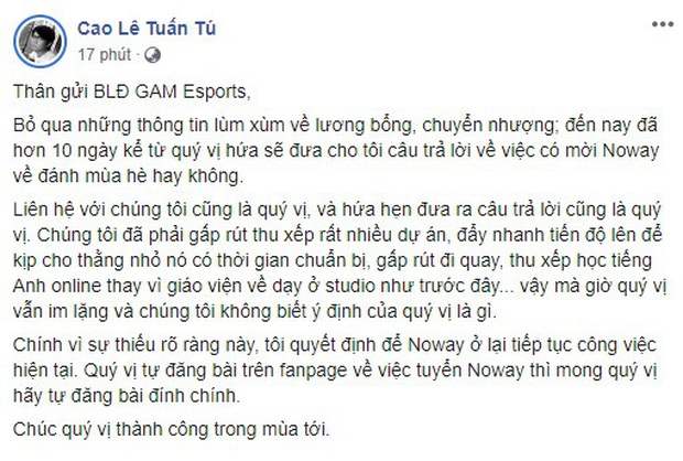 Nóng: Cựu HLV Tinikun lại tiết lộ GAM Esports nợ lương tuyển thủ, lần này nạn nhân là Kiaya - Ảnh 4.