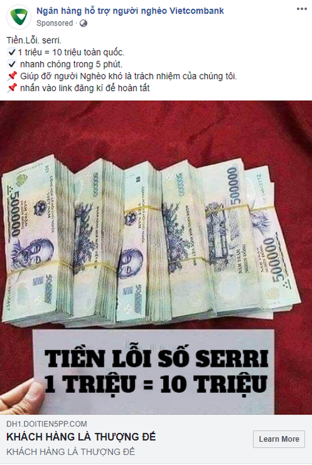 Xuất hiện fanpage nhận đổi 1 triệu lấy 10 triệu, chạy quảng cáo rầm rộ trên Facebook: Cẩn thận tiền mất tật mang! - Ảnh 1. Xuất hiện fanpage nhận đổi 1 triệu lấy 10 triệu, chạy quảng cáo rầm rộ trên Facebook: Cẩn thận tiền mất tật mang! - Ảnh 1.