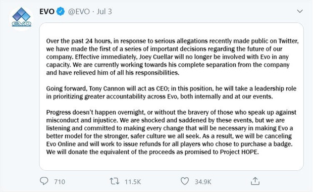 Dính cáo buộc ấu dâm, giám đốc EVO 2020 bị sa thải, giải đấu game đối kháng lớn nhất thế giới bị huỷ bỏ - Ảnh 2.
