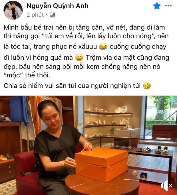 Quỳnh Anh (vợ Duy Mạnh) khoe mặt mộc khi đập hộp túi hàng hiệu trăm triệu, chị gái gây chú ý với câu hỏi: Yên tâm đi đẻ chưa - Ảnh 1.