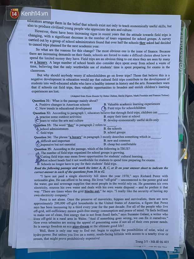 Đề thi tiếng Anh tốt nghiệp THPT Quốc gia 2020: Vừa sức, không khó, tự tin đạt 8, 9 - Ảnh 3.