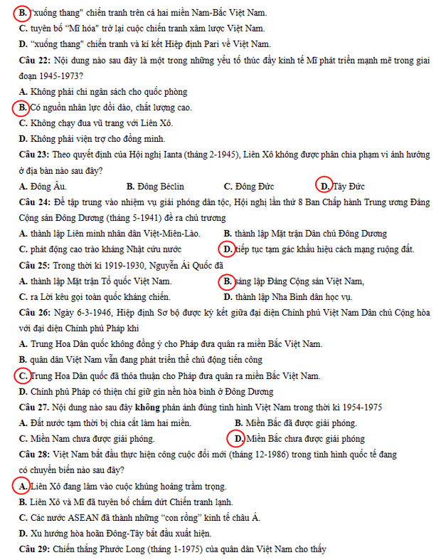 Đáp án đề thi môn Lịch sử tốt nghiệp THPT Quốc gia 2020 (24 mã đề) - Ảnh 21.