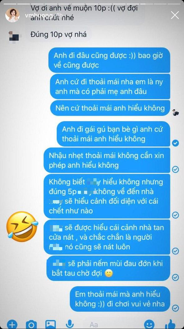 Văn Mai Hương công khai đoạn chat với bạn trai tin đồn: Thoải mái cho chàng đi gái gú bạn bè, nhưng sao như dằn mặt thế này? - Ảnh 2.