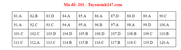 Đáp án đề thi tốt nghiệp THPT Quốc gia 2020 môn Sinh - Ảnh 1.