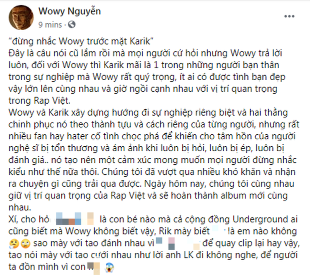 Bị đồn cạch mặt Karik, Wowy đáp trả cực lầy lội, thậm chí còn đòi cưới đồng nghiệp! - Ảnh 3. Bị đồn cạch mặt Karik, Wowy đáp trả cực lầy lội, thậm chí còn đòi cưới đồng nghiệp! - Ảnh 3.