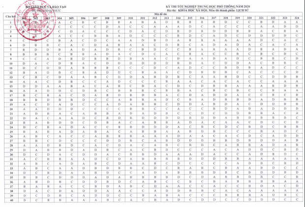 Đáp án chính thức thi tốt nghiệp THPT 2020 của Bộ GD&ĐT tất cả các môn - Ảnh 5.