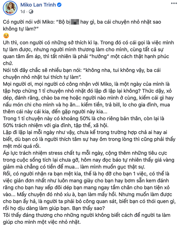 MC Miko Lan Trinh công khai chân dung người yêu chuyển giới, kể chuyện bị chỉ trích chỉ vì để nửa kia thắt dây giày hộ - Ảnh 2.