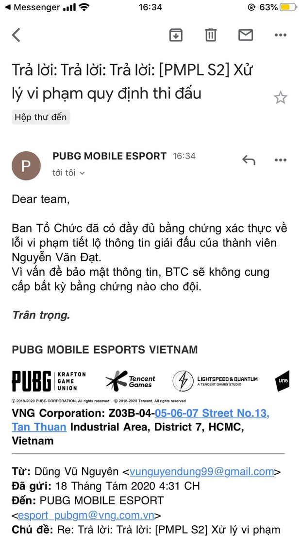 Biến căng: Game thủ tố BTC giải đấu PUBG Mobile 1,5 tỷ thiếu chuyên nghiệp, truất quyền thi đấu mà không đưa ra bằng chứng - Ảnh 8.