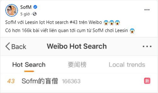 Áp đảo thần rừng Peanut, từ khóa SofM lọt top trending trên Weibo, cộng đồng Việt cũng rộn ràng lời chúc! - Ảnh 2.
