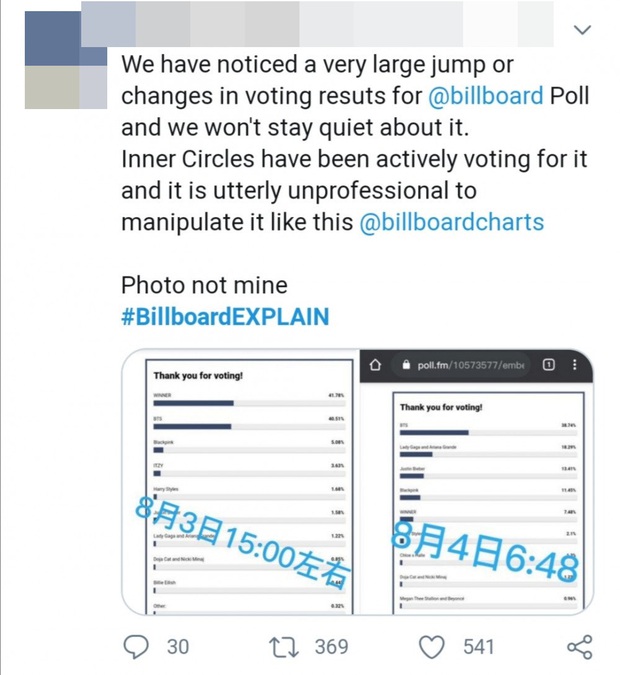 Tranh cãi: Fan BIGBANG và WINNER tố cáo Billboard can thiệp vào kết quả bình chọn để phần thắng nghiêng về phía BTS? - Ảnh 5. Tranh cãi: Fan BIGBANG và WINNER tố cáo Billboard can thiệp vào kết quả bình chọn để phần thắng nghiêng về phía BTS? - Ảnh 5.