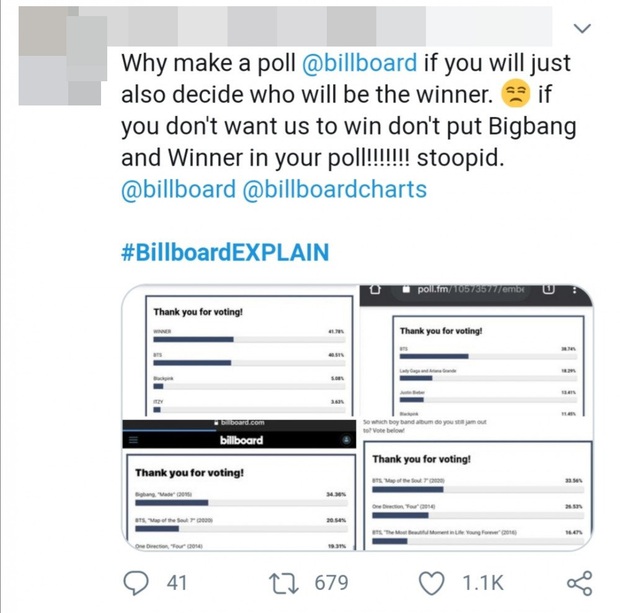 Tranh cãi: Fan BIGBANG và WINNER tố cáo Billboard can thiệp vào kết quả bình chọn để phần thắng nghiêng về phía BTS? - Ảnh 6. Tranh cãi: Fan BIGBANG và WINNER tố cáo Billboard can thiệp vào kết quả bình chọn để phần thắng nghiêng về phía BTS? - Ảnh 6.