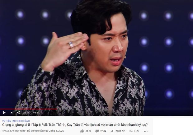 Trấn Thành xứng danh Ông trùm gameshow: 2 tuần liền có tận 6 video thống trị top trending YouTube - Ảnh 6. Trấn Thành xứng danh Ông trùm gameshow: 2 tuần liền có tận 6 video thống trị top trending YouTube - Ảnh 6.