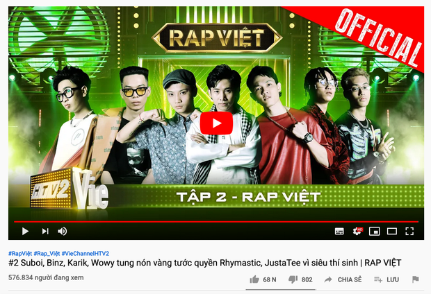Với hơn nửa triệu lượt view, tập 2 Rap Việt là show thực tế có lượng người xem cùng lúc cao nhất Việt Nam mọi thời đại! - Ảnh 1. Với hơn nửa triệu lượt view, tập 2 Rap Việt là show thực tế có lượng người xem cùng lúc cao nhất Việt Nam mọi thời đại! - Ảnh 1.
