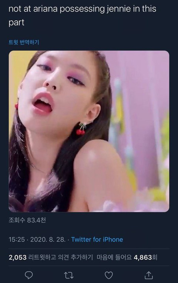 Jennie chớp mắt đá lưỡi trong MV Ice Cream bị Knet tố là bắt chước Ariana Grande, phản ứng khác fan 1 trời 1 vực - Ảnh 13. Jennie chớp mắt đá lưỡi trong MV Ice Cream bị Knet tố là bắt chước Ariana Grande, phản ứng khác fan 1 trời 1 vực - Ảnh 13.