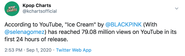 YouTube công bố lượt xem 24h đầu của Ice Cream, BLACKPINK tiếp tục lập kỷ lục nhưng lại hụt hơi thấy rõ? - Ảnh 3.