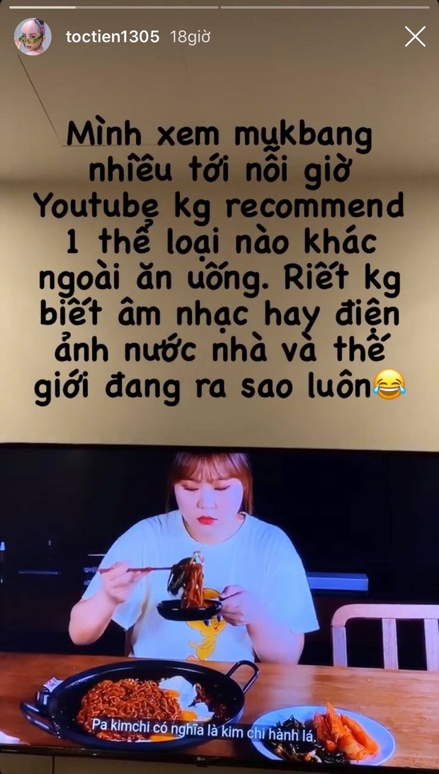 Tâm hồn ăn uống “chạm nóc” như Tóc Tiên: Xem mukbang nhiều tới mức YouTube... bỏ luôn nội dung khác, chỉ gợi ý clip ăn uống - Ảnh 1.