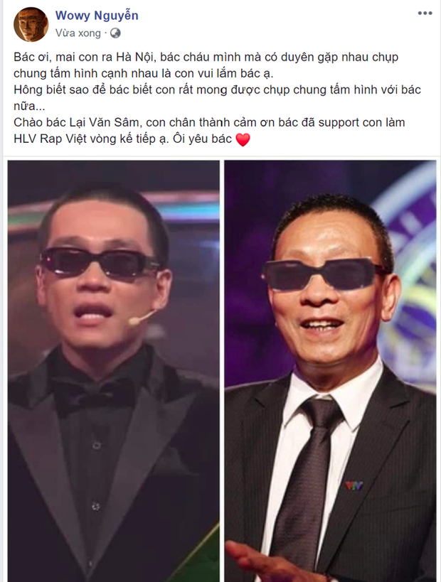 Sướng như Wowy: Vừa được gặp thần tượng Lại Văn Sâm, vừa có tấm hình nhiều like nhất trong đời - Ảnh 2. Sướng như Wowy: Vừa được gặp thần tượng Lại Văn Sâm, vừa có tấm hình nhiều like nhất trong đời - Ảnh 2.