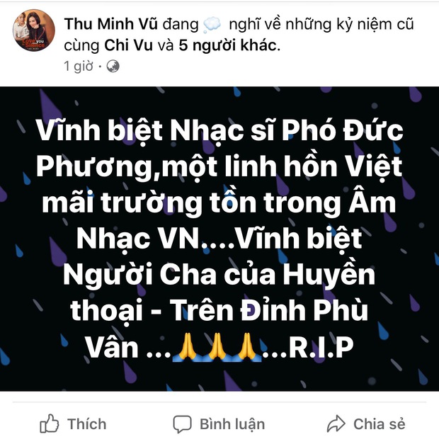 Tùng Dương, Thu Minh và dàn sao Vbiz xót thương khi hay tin nhạc sĩ Phó Đức Phương qua đời: Âm nhạc của ông sẽ luôn sống mãi! - Ảnh 6. Tùng Dương, Thu Minh và dàn sao Vbiz xót thương khi hay tin nhạc sĩ Phó Đức Phương qua đời: Âm nhạc của ông sẽ luôn sống mãi! - Ảnh 6.