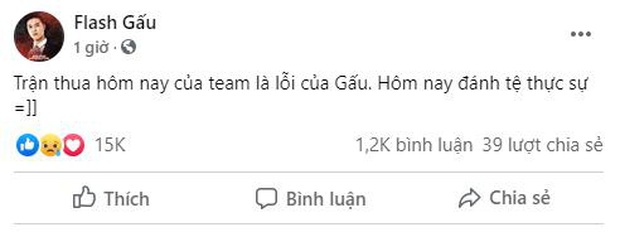 Team Flash thua sấp mặt FAP Esports, đội trưởng Gấu đăng status nhận lỗi - Ảnh 1.