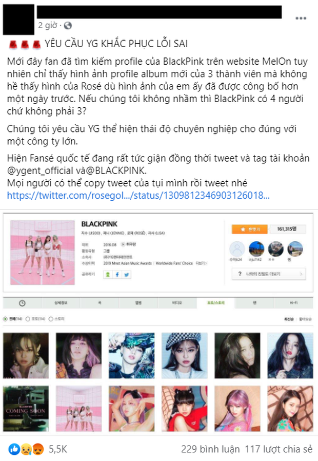 Hết bị dìm trong teaser, Rosé lại bị YG bỏ quên ở loạt ảnh profile của BLACKPINK trên Melon khiến fan la ó vì bức xúc - Ảnh 2.