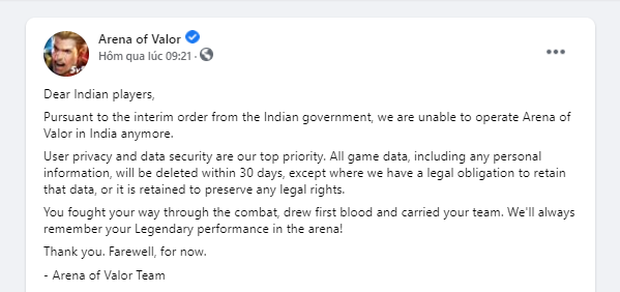 Server Liên Quân Mobile Ấn Độ xóa sạch dữ liệu tài khoản của game thủ - Ảnh 2.
