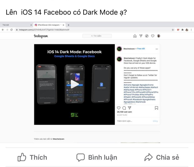 iOS 14 cho phép bật Dark Mode trên ứng dụng Facebook - Ảnh 3.