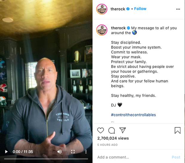 NÓNG: Tài tử The Rock Dwayne Johnson và cả gia đình xác nhận nhiễm COVID-19 - Ảnh 3.