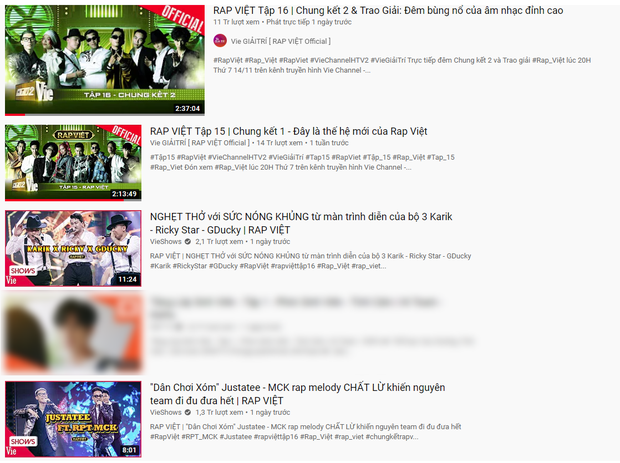 Rap Việt chiếm đến 4 vị trí trong top 5 trending YouTube nhưng lại không có Quán quân Dế Choắt - Ảnh 1. Rap Việt chiếm đến 4 vị trí trong top 5 trending YouTube nhưng lại không có Quán quân Dế Choắt - Ảnh 1.