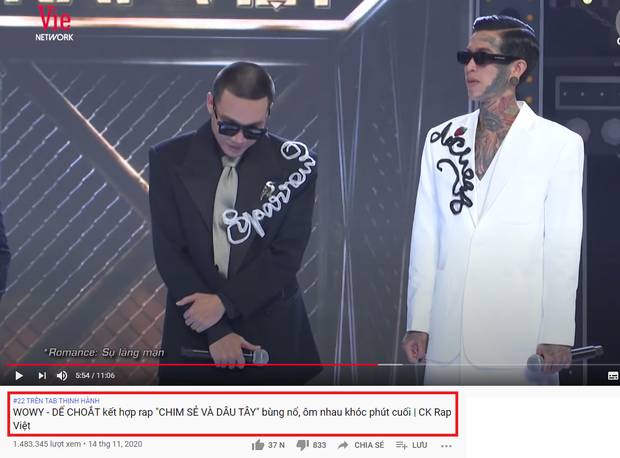 Rap Việt chiếm đến 4 vị trí trong top 5 trending YouTube nhưng lại không có Quán quân Dế Choắt - Ảnh 6. Rap Việt chiếm đến 4 vị trí trong top 5 trending YouTube nhưng lại không có Quán quân Dế Choắt - Ảnh 6.