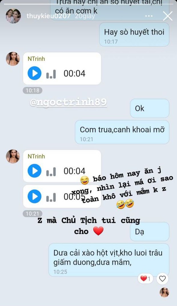 Cho Ngọc Trinh ăn cơm trưa toàn món đạm bạc “nhà quê”, Thuý Kiều bất ngờ với phản ứng của “nữ chủ tịch” ở cuối tin nhắn - Ảnh 2.