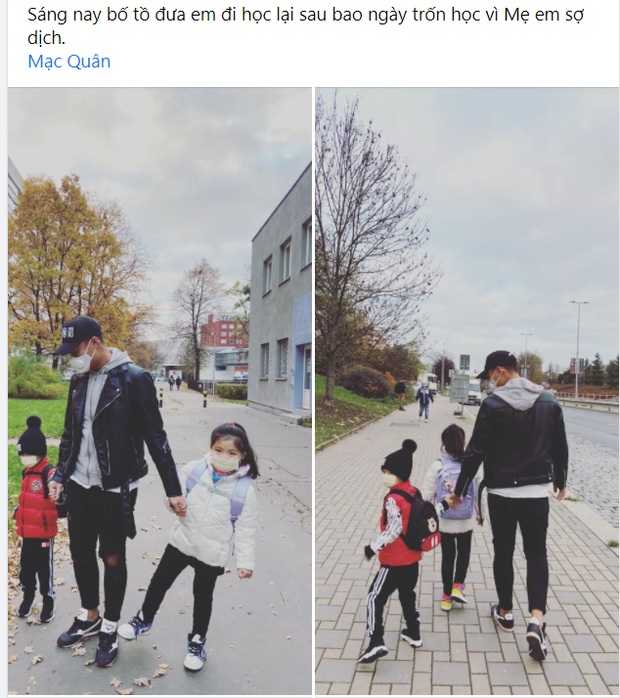 Kỳ Hân hạnh phúc chia sẻ hình ảnh Mạc Hồng Quân đưa con đi học sau bao ngày trốn vì sợ dịch bệnh - Ảnh 1.