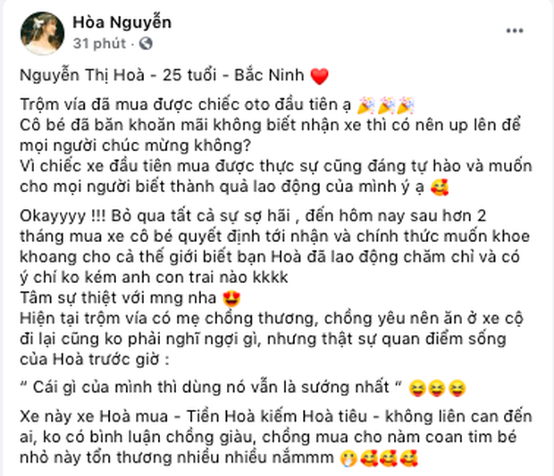 Hoà Minzy hào hứng tậu “con Mẹc” 5 tỷ đồng, thiếu gia Minh Hải liền có động thái chúc mừng với cách gọi gây chú ý - Ảnh 3.