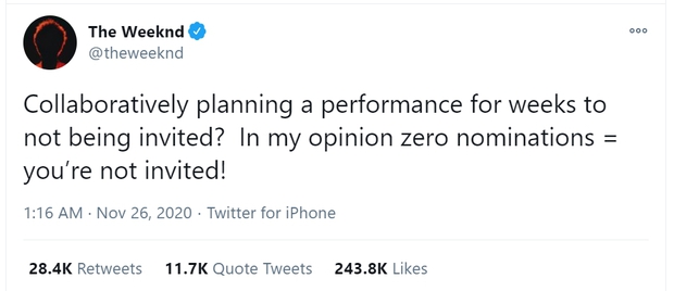 The Weeknd bất mãn không tham dự Grammy, BTC lên tiếng về lý do không nhận đề cử liên quan đến màn trình diễn Super Bowl? - Ảnh 2.