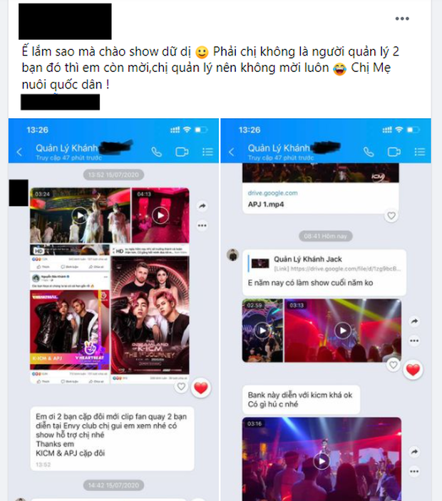 Xôn xao đoạn tin nhắn được cho là mẹ nuôi K-ICM chào mời show nhưng bầu show chỉ seen không rep, netizen lập tức cà khịa - Ảnh 1. Xôn xao đoạn tin nhắn được cho là mẹ nuôi K-ICM chào mời show nhưng bầu show chỉ seen không rep, netizen lập tức cà khịa - Ảnh 1.