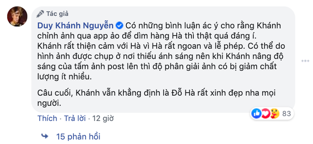 Bị netizen mỉa mai cố tình dìm hàng Hoa hậu Việt Nam Đỗ Thị Hà, Duy Khánh lên tiếng làm rõ - Ảnh 3.