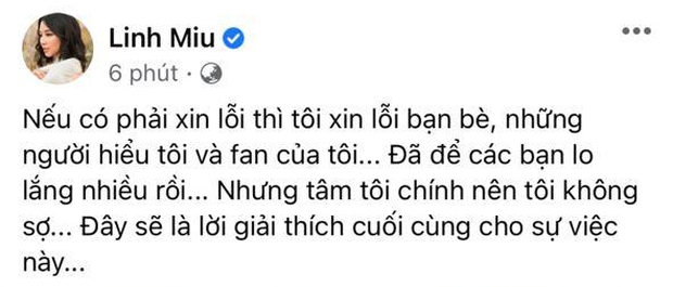 Linh Miu lên tiếng sau status chia buồn NS Chí Tài kiểu khó hiểu: Tâm tôi chính, tôi không sợ - Ảnh 1.
