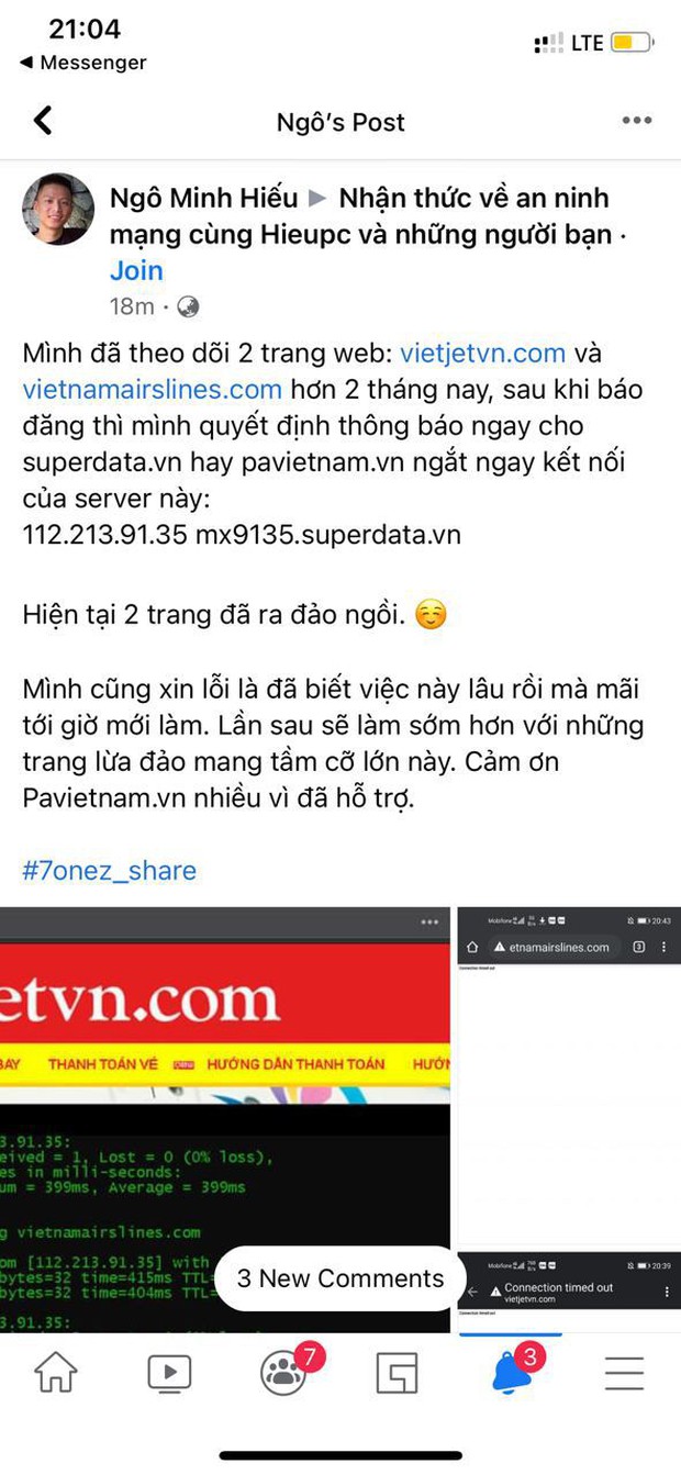 Hieupc ra tay xoá sổ 2 trang web giả Vietnam Airlines và Vietjet Air lừa đảo bán vé máy bay! - Ảnh 2.