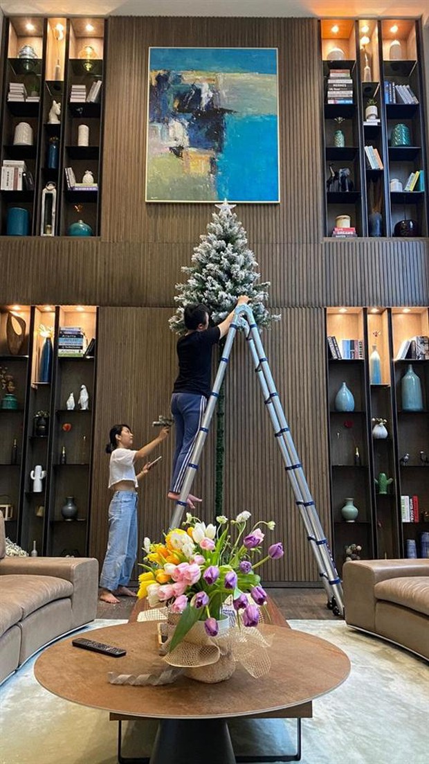 Mùa Giáng sinh của con gái Cường Đô La - Đàm Thu Trang: Chill sương sương dưới cây thông khủng trong biệt thự triệu đô! - Ảnh 3.