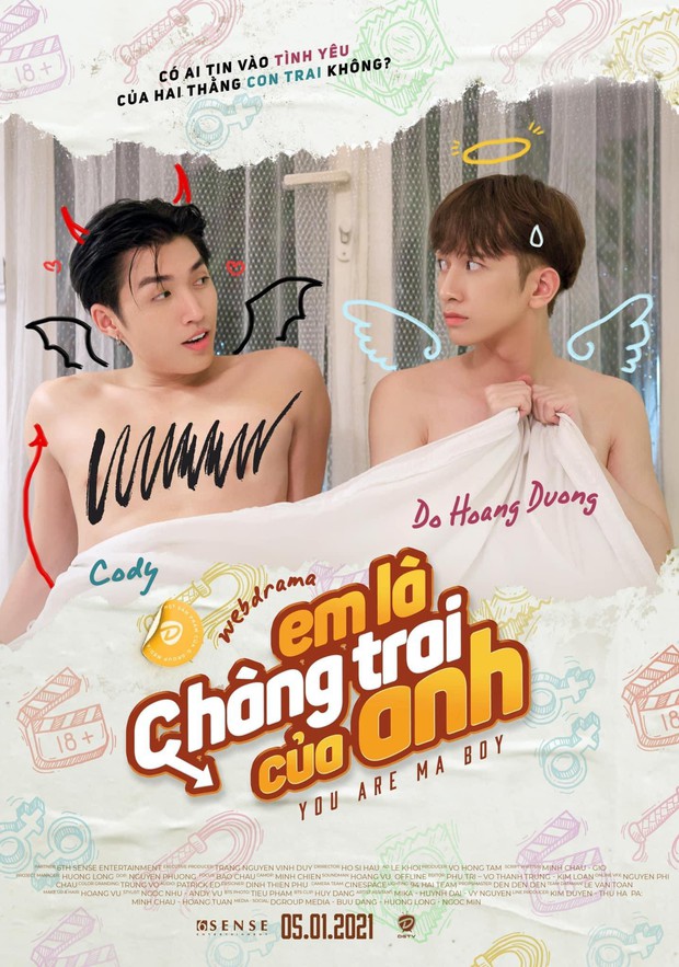 Phim đam mỹ của Cody - Đỗ Hoàng Dương tung poster 18+, anh nhìn em thèm thuồng làm fan muốn cấp cứu - Ảnh 1.