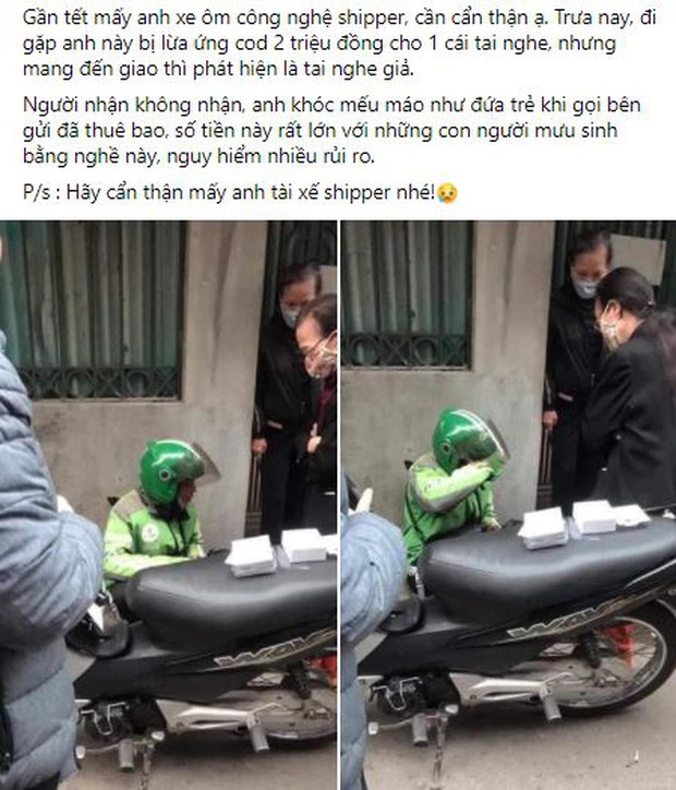 Anh shipper bật khóc giữa đường vì bị lừa 1,5 triệu ứng tiền giao tai nghe giả: Tiền đó là vay mượn của bạn mới đủ, vậy mà người ta nỡ lòng chiếm đoạt - Ảnh 1.