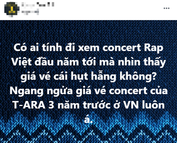 Netizen tranh cãi về giá vé concert Rap Việt, chê đắt hơn cả concert của sao Kpop đến Việt Nam? - Ảnh 4. Netizen tranh cãi về giá vé concert Rap Việt, chê đắt hơn cả concert của sao Kpop đến Việt Nam? - Ảnh 4.