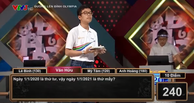 Câu hỏi Olympia dễ bất ngờ: Ngày 1/1/2020 là thứ tư. Hỏi ngày 1/1/2021 là thứ mấy? - Ảnh 1. Câu hỏi Olympia dễ bất ngờ: Ngày 1/1/2020 là thứ tư. Hỏi ngày 1/1/2021 là thứ mấy? - Ảnh 1.
