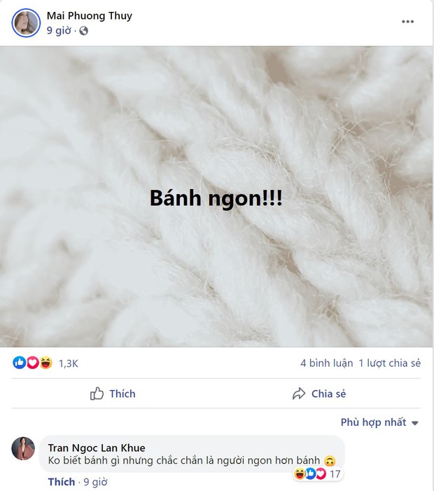 Mai Phương Thúy đăng vu vơ khen bánh ngon, ai ngờ Lan Khuê vào phát biểu 1 câu đậm chất mê gái - Ảnh 2. Mai Phương Thúy đăng vu vơ khen bánh ngon, ai ngờ Lan Khuê vào phát biểu 1 câu đậm chất mê gái - Ảnh 2.